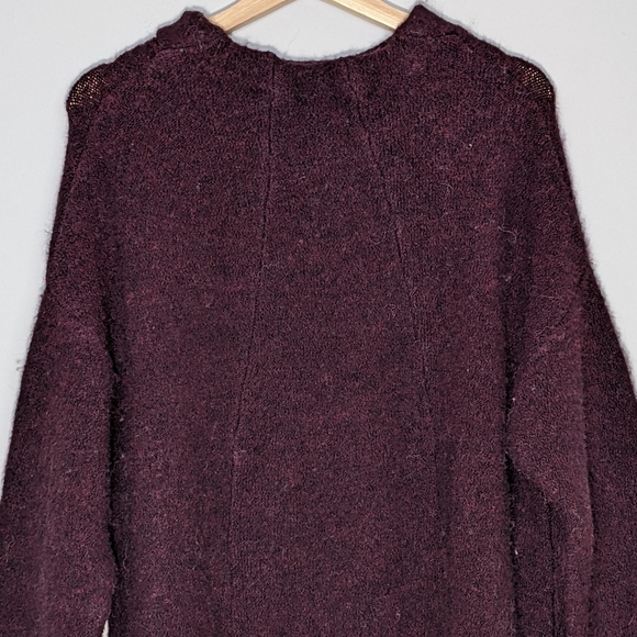 Free People Wool Blend Oversized Slouchy Tunic Sweater Burgundy Purple Size XS/S - Picture 10 of 15